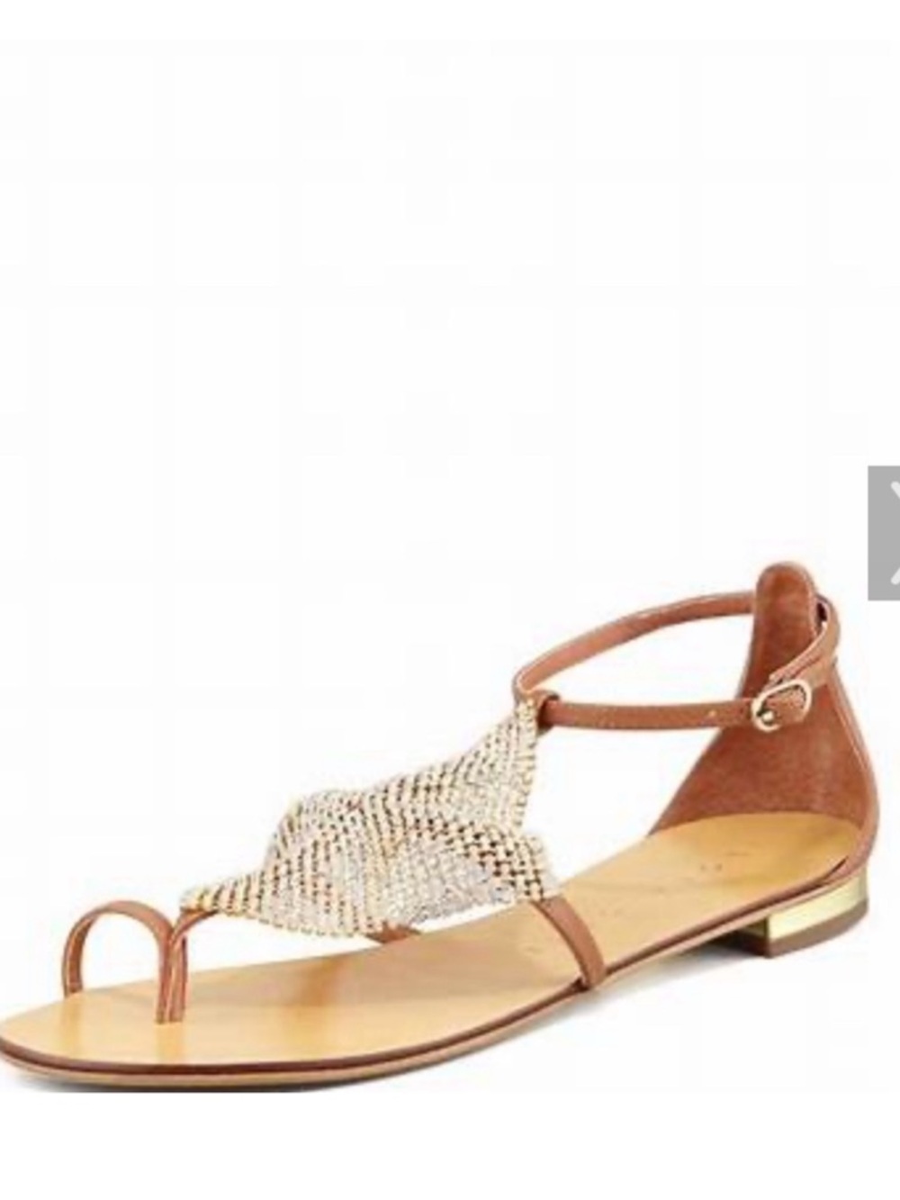 Lola Cruz mesh gold jeweled sandal